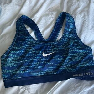 Nike Pro Women's Patterned Blue Sports Bra medium